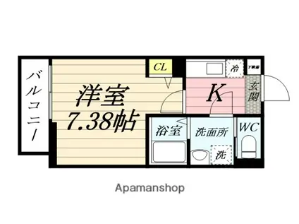 GRADUS川越(1K/1階)の間取り写真