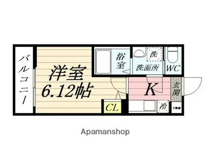 GRADUS川越(1K/1階)の間取り写真