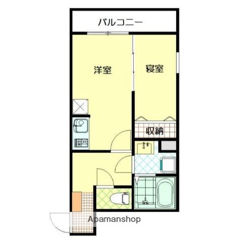 プランギ若葉(1DK/1階)の間取り写真
