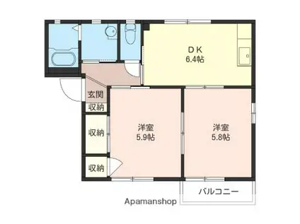 ルミナス3号館(2DK/1階)の間取り写真