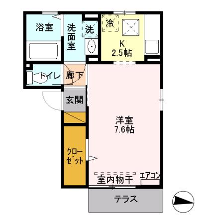 カーサアリエッタ(1K/1階)の間取り写真
