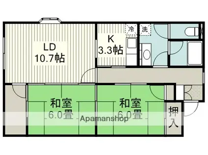 レナジア鶴ヶ島(2LDK/1階)の間取り写真