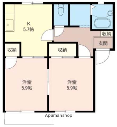 ハイム蔵塚(2K/1階)の間取り写真