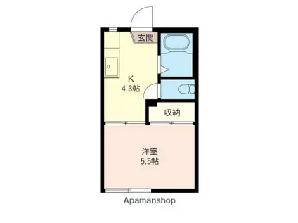 コーポエクセルA棟(1K/1階)の間取り写真