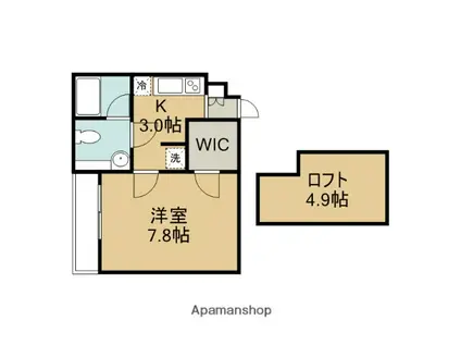 トレジャー霞ヶ関(1K/1階)の間取り写真