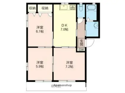 メゾン・アーク(3DK/1階)の間取り写真