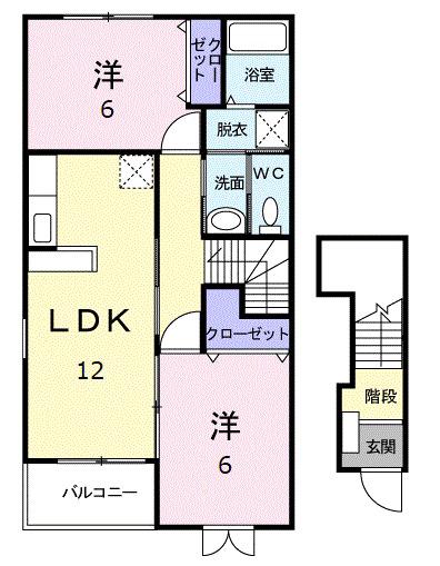 メゾン シンシア(2LDK/2階)の間取り写真