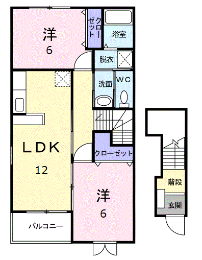 メゾン シンシア(2LDK/2階)の間取り写真