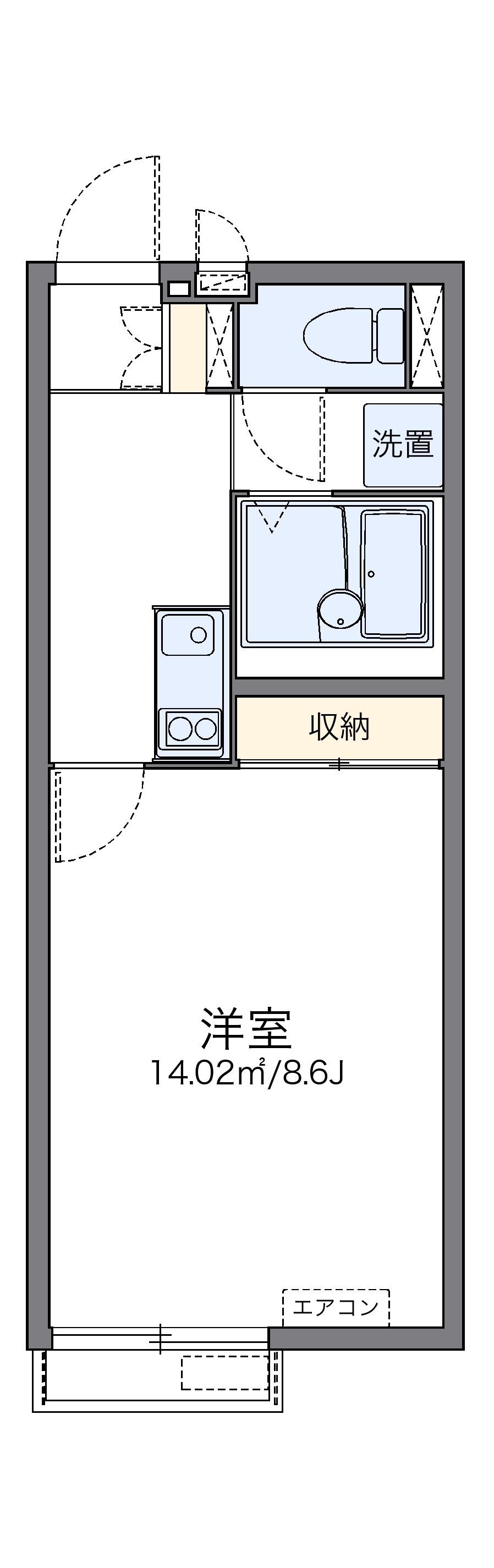 レオネクストクレディ(1K/2階)の間取り写真