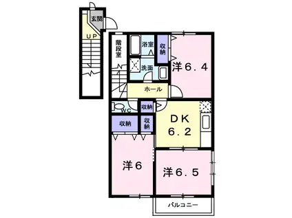 メゾンサニープレイス(3DK/2階)の間取り写真