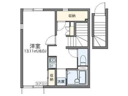 レオネクストあけぼの(1K/2階)の間取り写真
