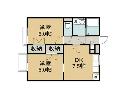 プレジールI(2DK/2階)の間取り写真