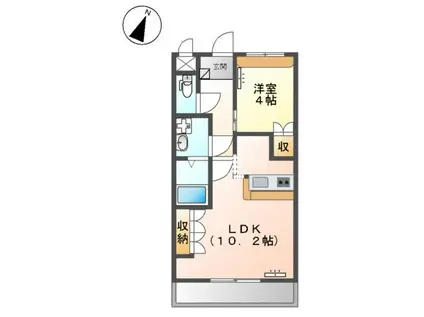 サンリヴィエール(1LDK/1階)の間取り写真