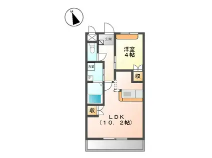 オーピュール(1LDK/3階)の間取り写真