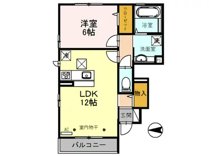 シェルフルール(1LDK/1階)の間取り写真