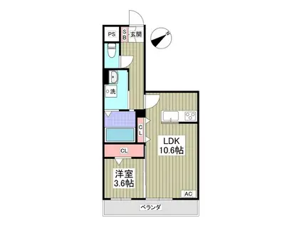 LUCE DEL SOLE(1LDK/2階)の間取り写真