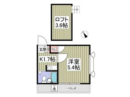 ブラウン第3(1K/2階)の間取り写真