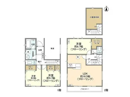 東武鉄道東上線 霞ケ関駅(埼玉) 徒歩14分 2階建 築5年(3LDK)の間取り写真