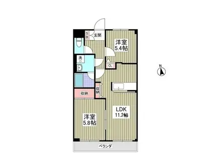 サニーエステート(2LDK/5階)の間取り写真