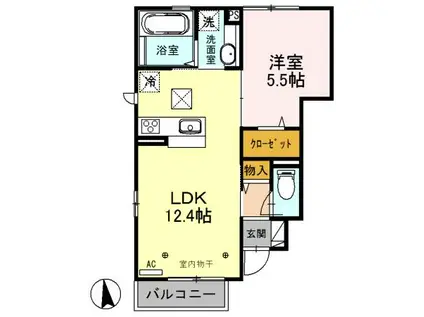 プランドール(1LDK/1階)の間取り写真