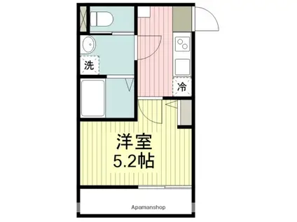 GRADUS鶴ヶ島Ⅱ(1K/1階)の間取り写真