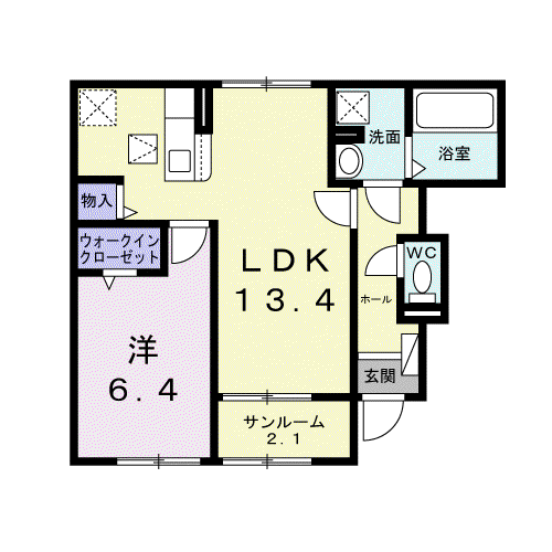 RUSCELLEⅡ(1LDK/1階)の間取り写真