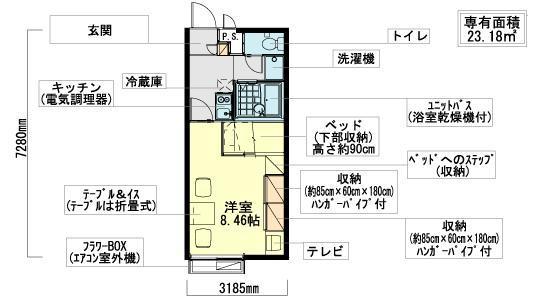 レオパレスG-Ⅲ(1K/2階)の間取り写真