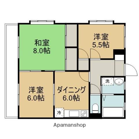 ドルフレーベンベルク(3DK/3階)の間取り写真