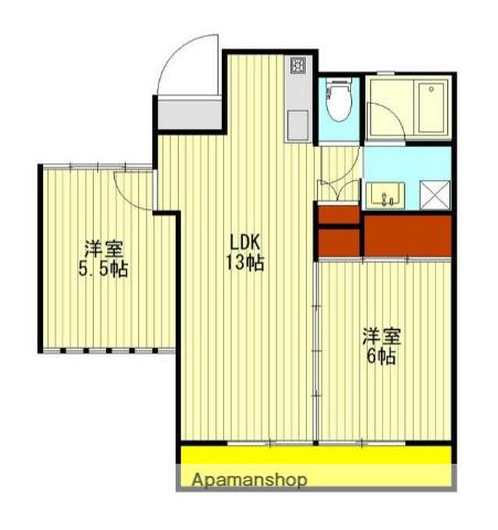 かさまビル7(2LDK/3階)の間取り写真