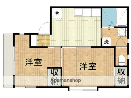 椿山ハイム(2DK/2階)の間取り写真