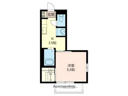 ローズ・パル(1K/2階)の間取り写真