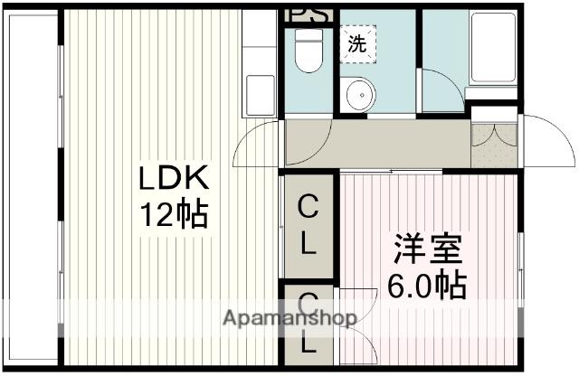 北斗寺山(1LDK/1階)の間取り写真