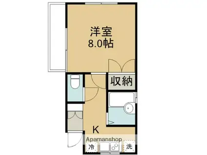 サニーヒル及川(1K/2階)の間取り写真