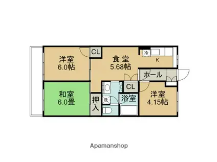 紫野ハイツ(3DK/1階)の間取り写真