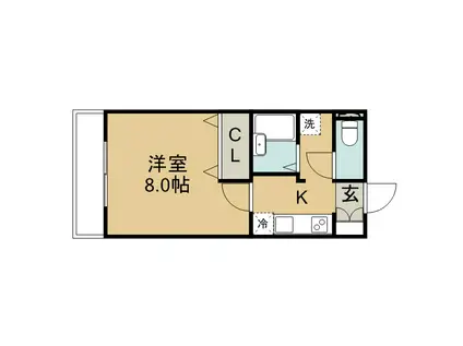 リバークレーン(1K/2階)の間取り写真