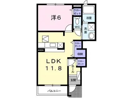 アンジュエールC(1LDK/1階)の間取り写真