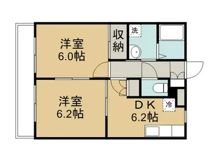 グリーンエコビレッジ(2DK/3階)の間取り写真