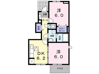 ミルトⅣ(2DK/1階)の間取り写真