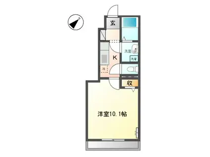 プリムローズ 雅(1K/1階)の間取り写真