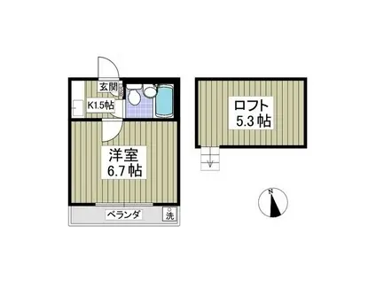 クリアス北坂戸E 旧レモンハウス北坂戸E(1K/1階)の間取り写真