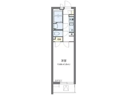 クレイノ黄金屋Ⅲ(1K/2階)の間取り写真