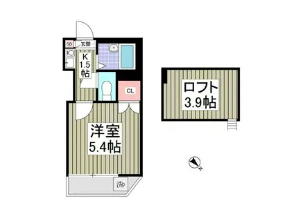 フリーダムA棟(1K/1階)の間取り写真