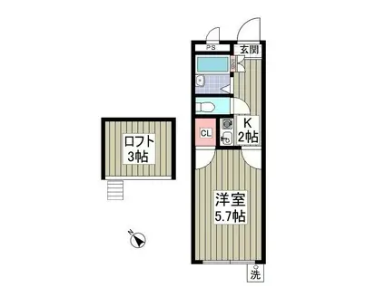 けやきハウスA棟(1K/1階)の間取り写真