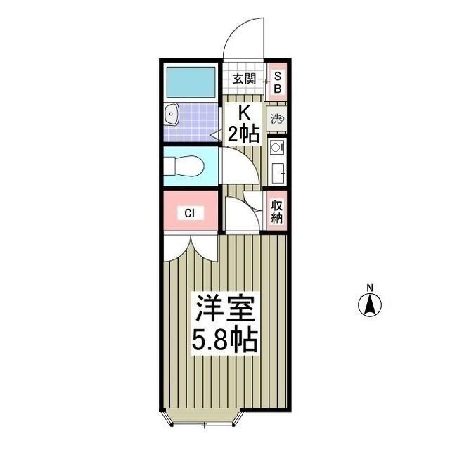 サンライズⅡ(1K/2階)の間取り写真