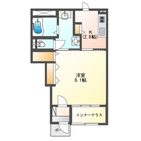 ISEYA(1K/1階)の間取り写真
