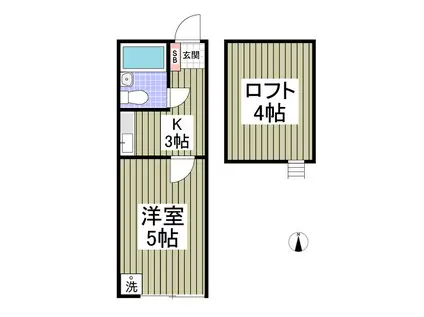 東武鉄道東上線 高坂駅 徒歩10分 2階建 築34年(1K/1階)の間取り写真