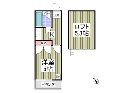 東武鉄道東上線 高坂駅 徒歩10分 2階建 築35年(1K/2階)の間取り写真