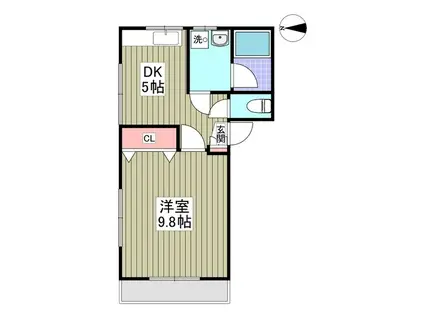 サニーハイツK(1DK/2階)の間取り写真