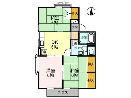鈴木コーポA棟(3DK/1階)の間取り写真