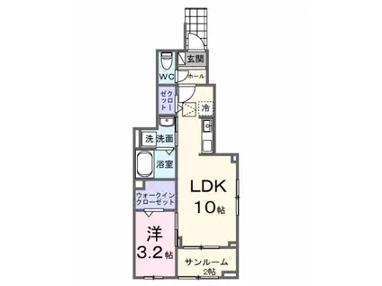 カーサアリアーテⅡ(1LDK/1階)の間取り写真